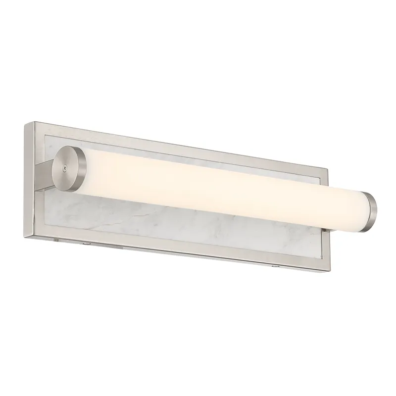 Stratum Integrated LED 18in Vanity in Brushed Nickel with Jazz White Marble — Golden Lighting LED Wall Lights  3000K