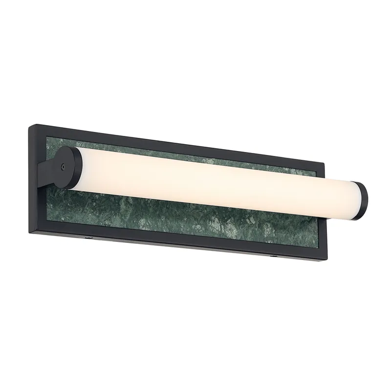 Stratum Integrated LED 18in Vanity in Matte Black with Persian Green Marble — Golden Lighting LED Wall Lights  3000K