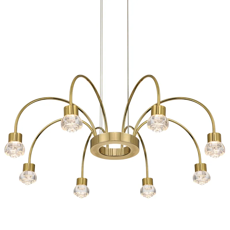 Vario Integrated LED 8 light Chandelier in Titanium Gold with Rose diffusers — Golden Lighting LED Pendant Lights  3000K