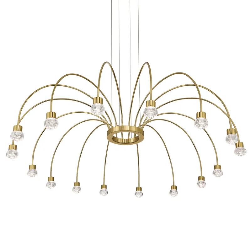 Vario Integrated LED 16 light Chandelier in Titanium Gold with Rose diffusers — Golden Lighting LED Pendant Lights  3000K