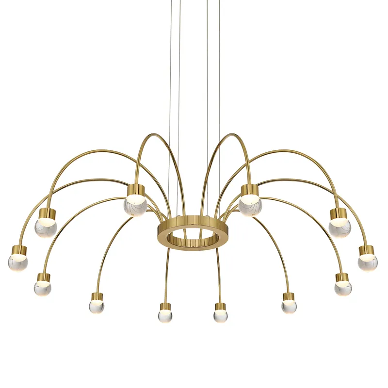 Vario 12 light Chandelier in Titanium Gold with Globe diffusers — Golden Lighting LED Pendant Lights  3000K