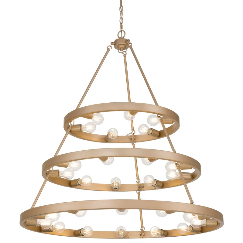 Golden Lighting Castile 27-light 2-tier Chandelier (6+9+12) in French Gold — Golden Lighting LED Pendant Lights 60.0W 