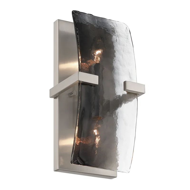 Aenon 2-light Wall Sconce in Pewter with Smokey Water Glass — Golden Lighting LED Wall Lights  