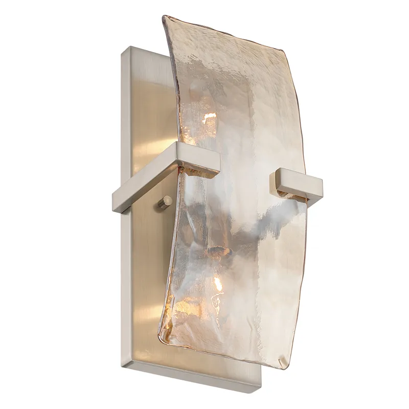 Aenon 2-light Wall Sconce in Pewter with Amber Water Glass — Golden Lighting LED Wall Lights  