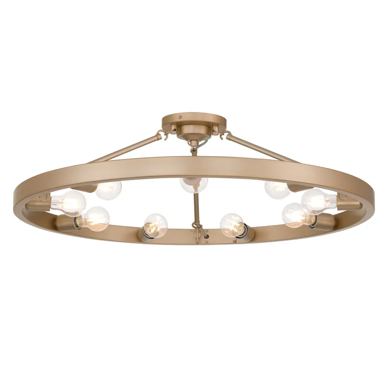 Golden Lighting Castile 9-light Semi-Flush Mount in French Gold — Golden Lighting LED Ceiling Lights 60.0W 