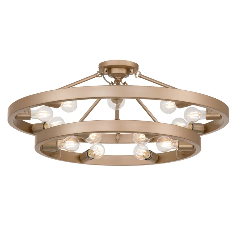 Golden Lighting Castile 15-light Semi-Flush Mount in French Gold — Golden Lighting LED Pendant Lights 60.0W 