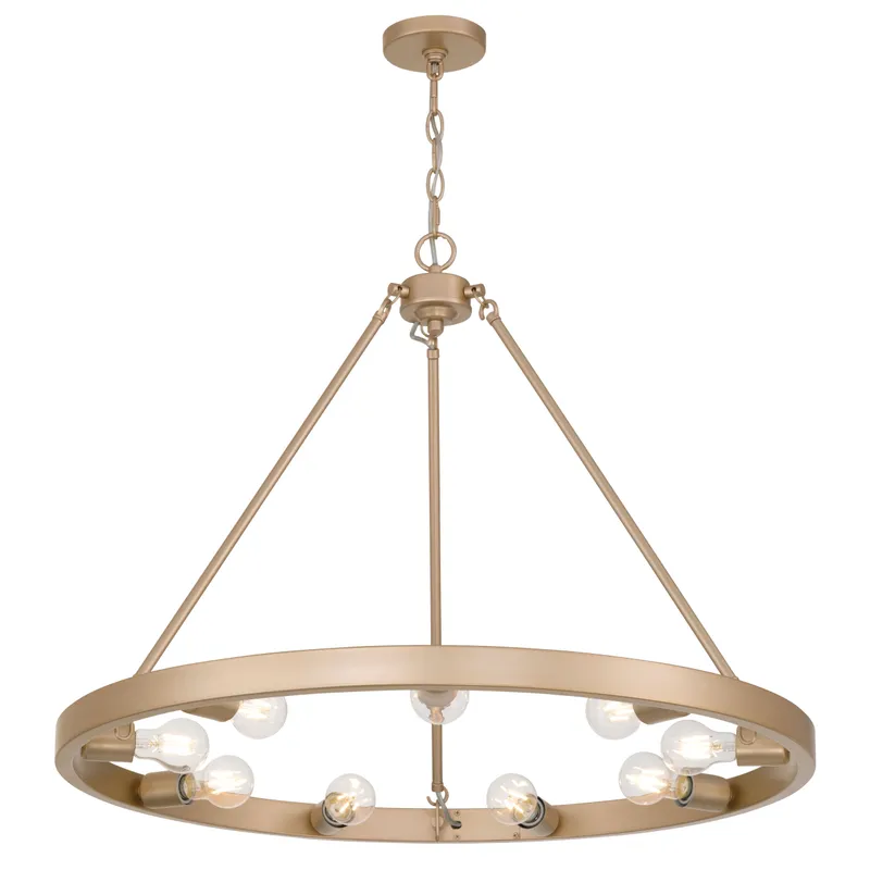 Golden Lighting Castile 9-light Chandelier in Matte French Gold — Golden Lighting LED Pendant Lights 60.0W 
