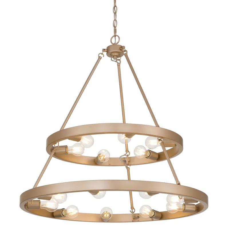 Golden Lighting Castile 15-light 2-tier Chandelier (6+9) in French Gold — Golden Lighting LED Pendant Lights 60.0W 