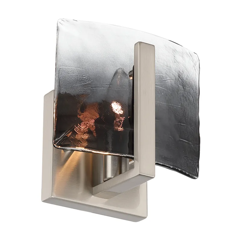 Aenon 1-light Wall Sconce in Pewter with Smokey Water Glass — Golden Lighting LED Wall Lights 1.0W 