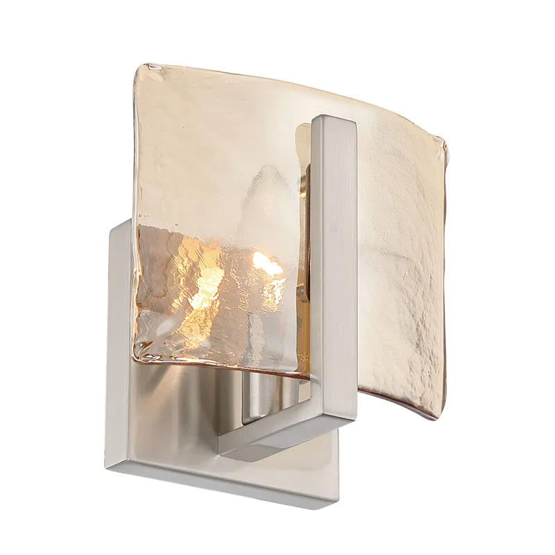 Aenon 1-light Wall Sconce in Pewter with Amber Water Glass — Golden Lighting LED Wall Lights 1.0W 