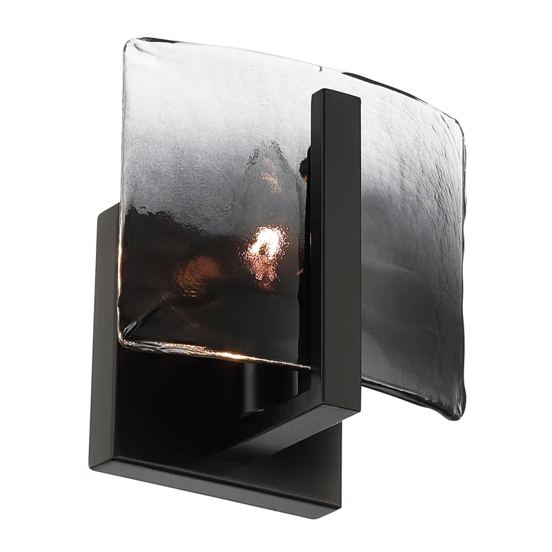 Aenon 1-light Wall Sconce in Matte Black with Smokey Water Glass — Golden Lighting LED Wall Lights 1.0W 