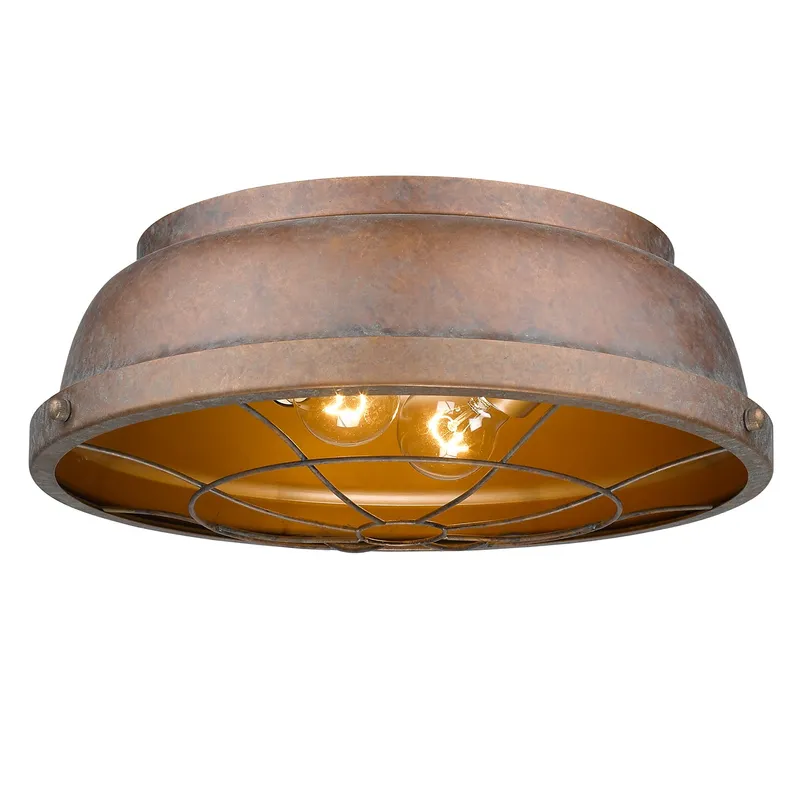 Golden Lighting Bartlett 2-light Flush Mount in Copper Patina — Golden Lighting LED Ceiling Lights  
