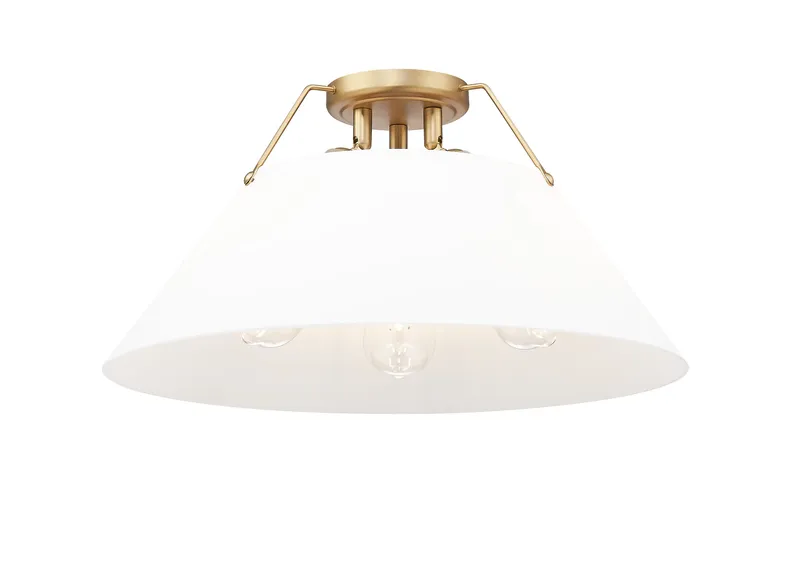 Yep by Golden Lighting Orwell 3-light Flush Mount in Brushed Champagne Brass and Opal Glass — Golden Lighting LED Ceiling Lights 60.0W 