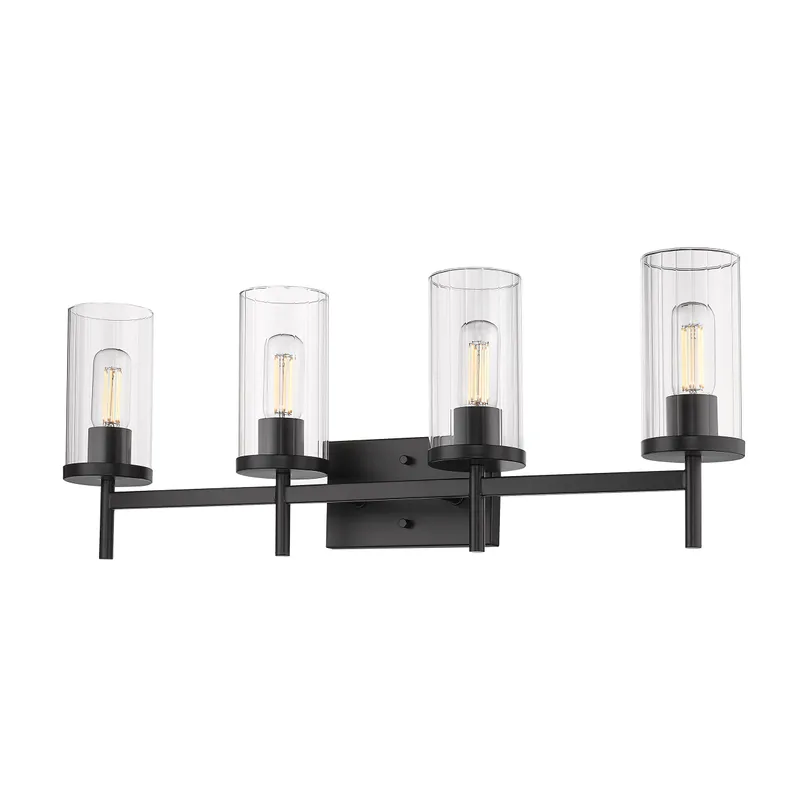 Golden Lighting Winslett 4-light Vanity in Matte Black — Golden Lighting LED Wall Lights 60.0W 