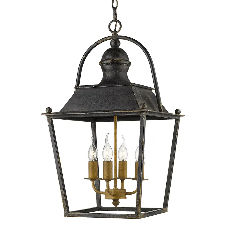 Golden Lighting Christoff 4-light Pendant in Antique Black Iron — Golden Lighting LED Pendant Lights  