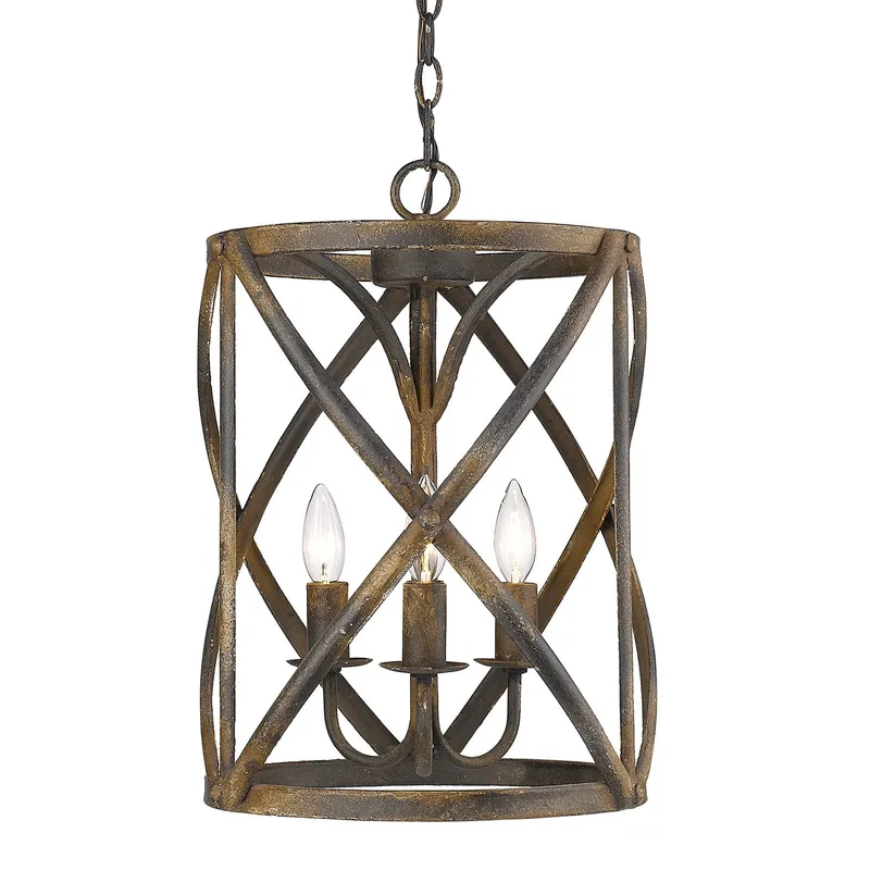 Golden Lighting Alcott 3-light Pendant in Antique Black Iron — Golden Lighting LED Pendant Lights 60.0W 