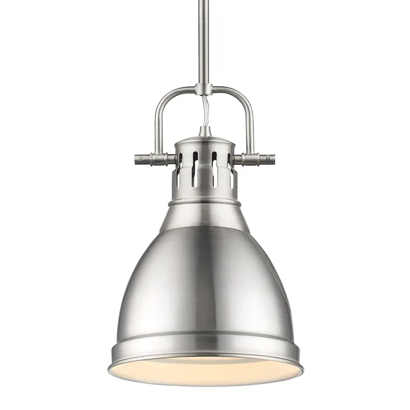 Yep by Golden Lighting Duncan 1-light 9in Rod Hung Pendant in Pewter — Golden Lighting LED Pendant Lights  