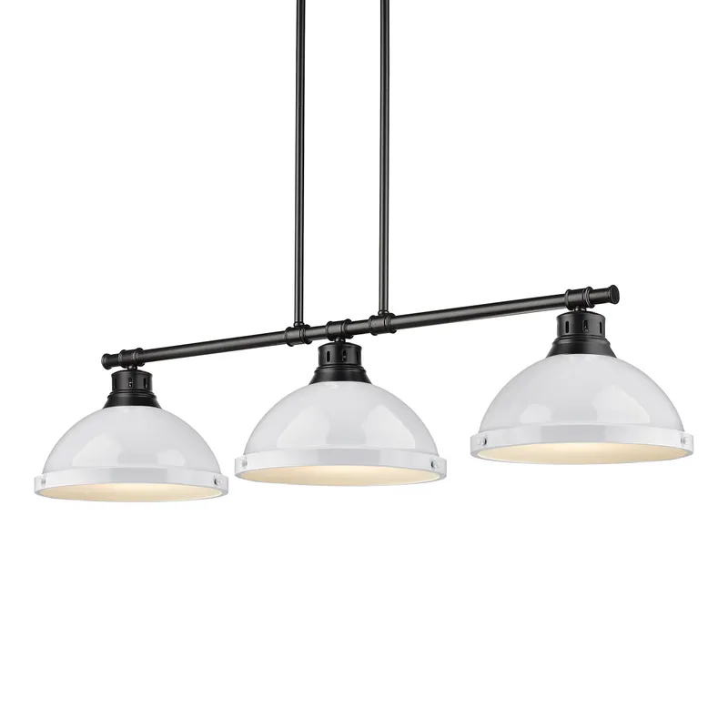 Yep by Golden Lighting Duncan 3-light Island Light in Matte Black and White shade — Golden Lighting LED Pendant Lights  