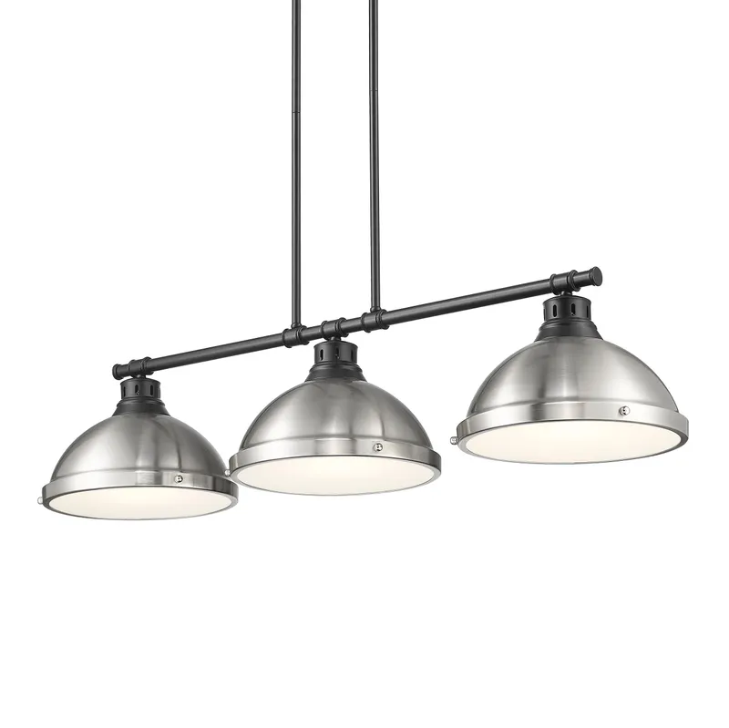 Yep by Golden Lighting Duncan 3-light Island Light in Matte Black and Pewter shade — Golden Lighting LED Linear Lights  
