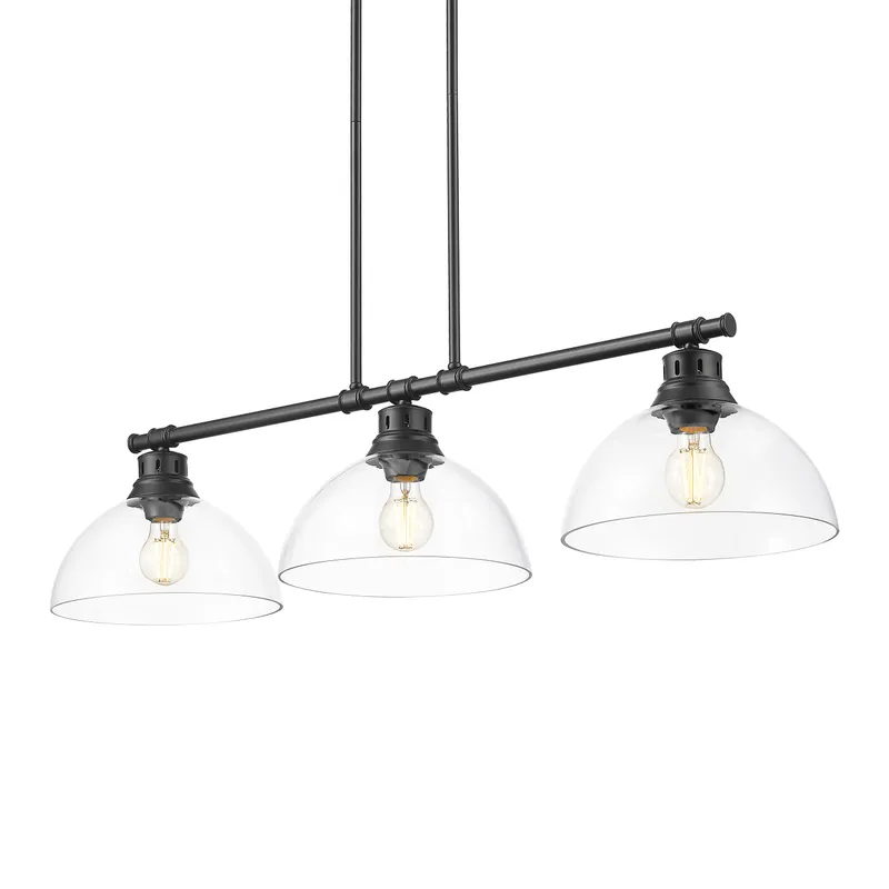 Yep by Golden Lighting Duncan 3-light Island Light in Matte Black and Clear Glass — Golden Lighting LED Pendant Lights  