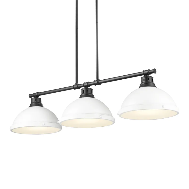 Yep by Golden Lighting Duncan 3-light Island Light in Matte Black and Matte White shade — Golden Lighting LED Pendant Lights  