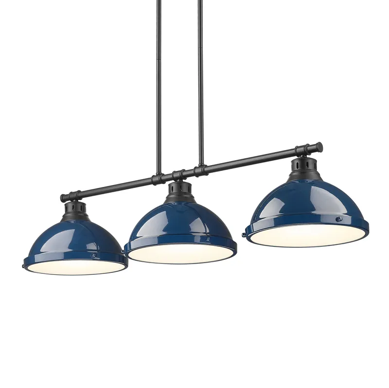 Yep by Golden Lighting Duncan 3-light Island Light in Matte Black and Navy Blue shade — Golden Lighting LED Pendant Lights  