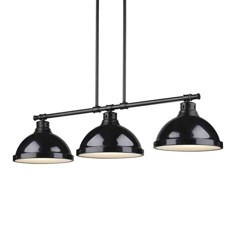 Yep by Golden Lighting Duncan 3-light Island Light in Matte Black and Black shade — Golden Lighting LED Pendant Lights  