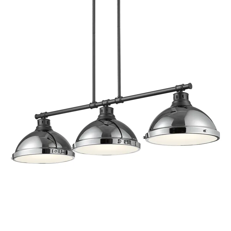 Yep by Golden Lighting Duncan 3-light Island Light in Matte Black and Chrome shade — Golden Lighting LED Pendant Lights  