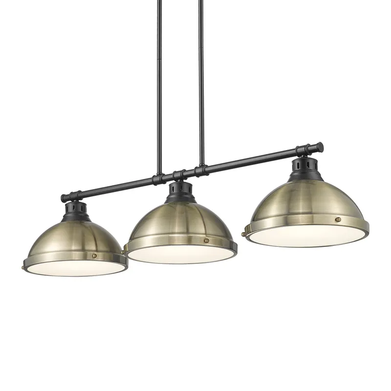 Yep by Golden Lighting Duncan 3-light Island Light in Matte Black and Aged Brass shade — Golden Lighting LED Pendant Lights  