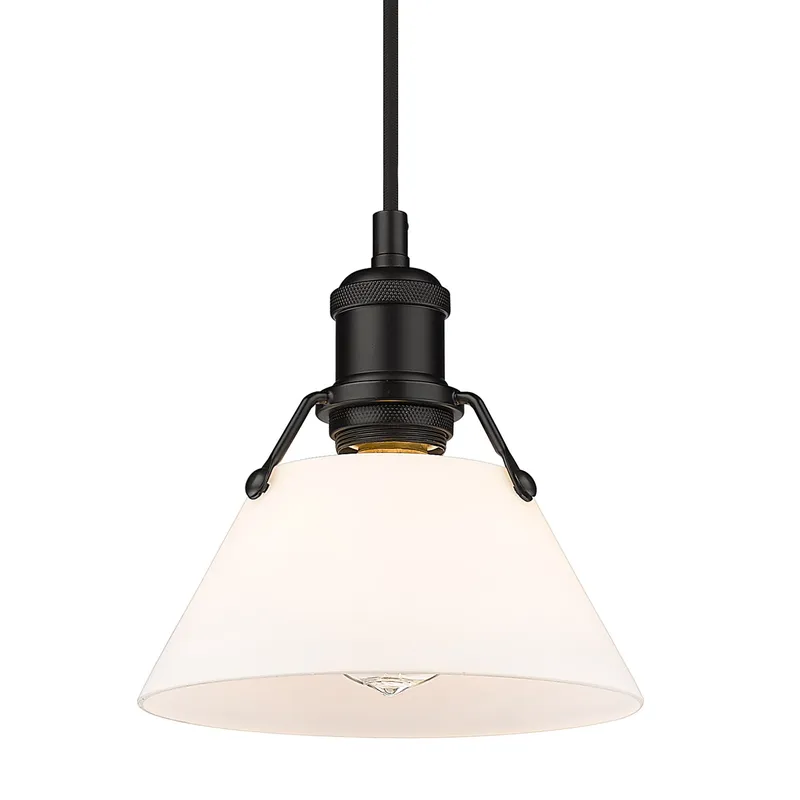 Yep by Golden Lighting Orwell 1-light 8in Pendant in Matte Black and Opal Glass — Golden Lighting LED Pendant Lights  