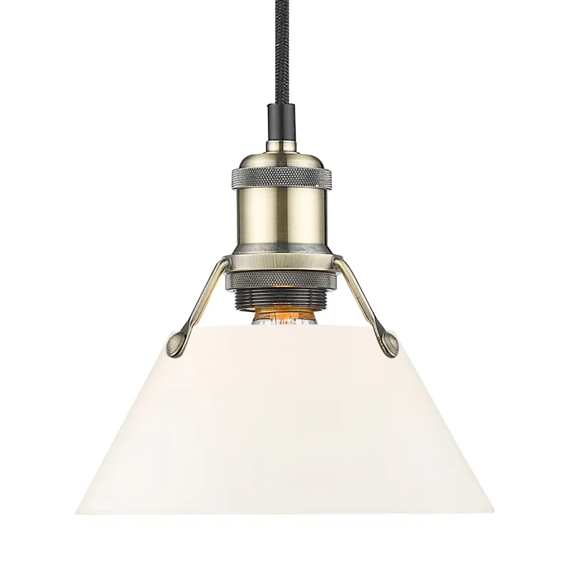 Yep by Golden Lighting Orwell 1-light 8in Pendant in Aged Brass and Opal Glass — Golden Lighting LED Pendant Lights  