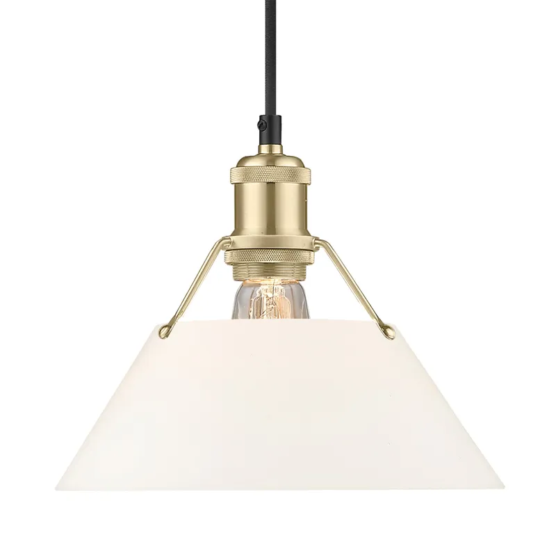 Yep by Golden Lighting Orwell 1-light 10in Pendant in Brushed Champagne Brass and Opal Glass — Golden Lighting LED Pendant Lights  