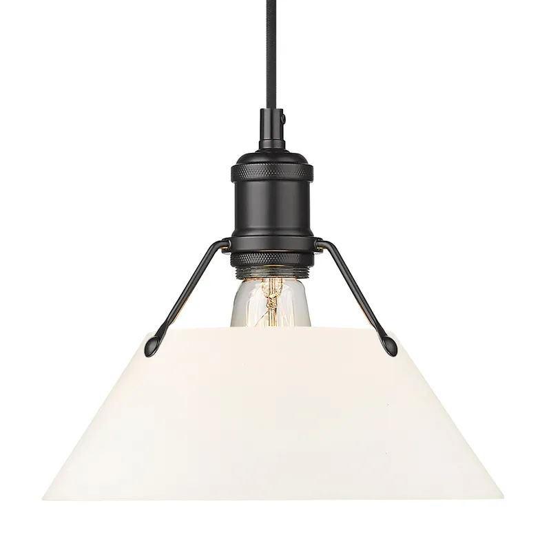 Yep by Golden Lighting Orwell 1-light 10in Pendant in Matte Black and Opal Glass — Golden Lighting LED Pendant Lights  