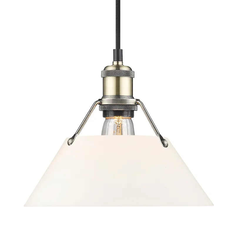 Yep by Golden Lighting Orwell 1-light 10in Pendant in Aged Brass and Opal Glass — Golden Lighting LED Pendant Lights  