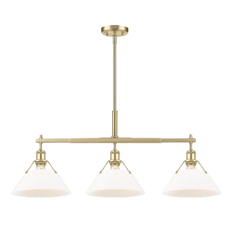 Yep by Golden Lighting Orwell 3-light Island Light in Brushed Champagne Brass and Opal Glass — Golden Lighting LED Pendant Lights 100.0W 