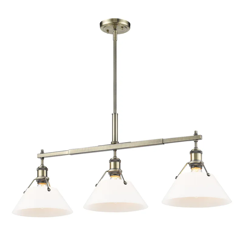 Yep by Golden Lighting Orwell 3-light Island Light in Aged Brass and Opal Glass — Golden Lighting LED Pendant Lights  