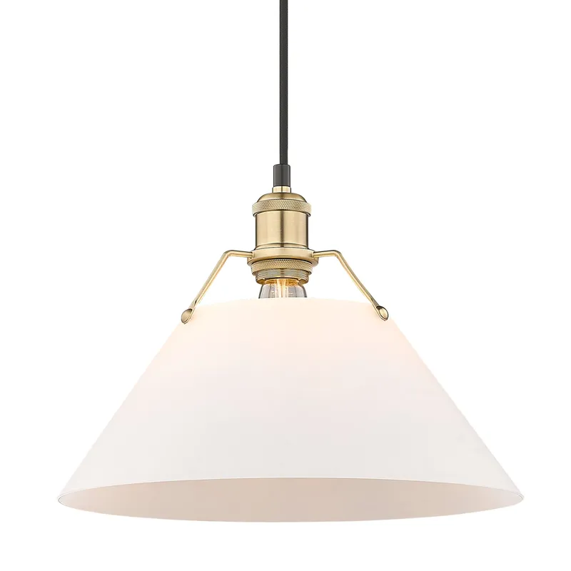 Yep by Golden Lighting Orwell 1-light 14in Pendant in Brushed Champagne Brass and Opal Glass — Golden Lighting LED Pendant Lights  