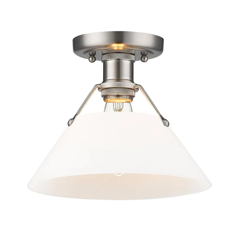 Yep by Golden Lighting Orwell 1-light Flush Mount in Pewter and Opal Glass — Golden Lighting LED Ceiling Lights 100.0W 