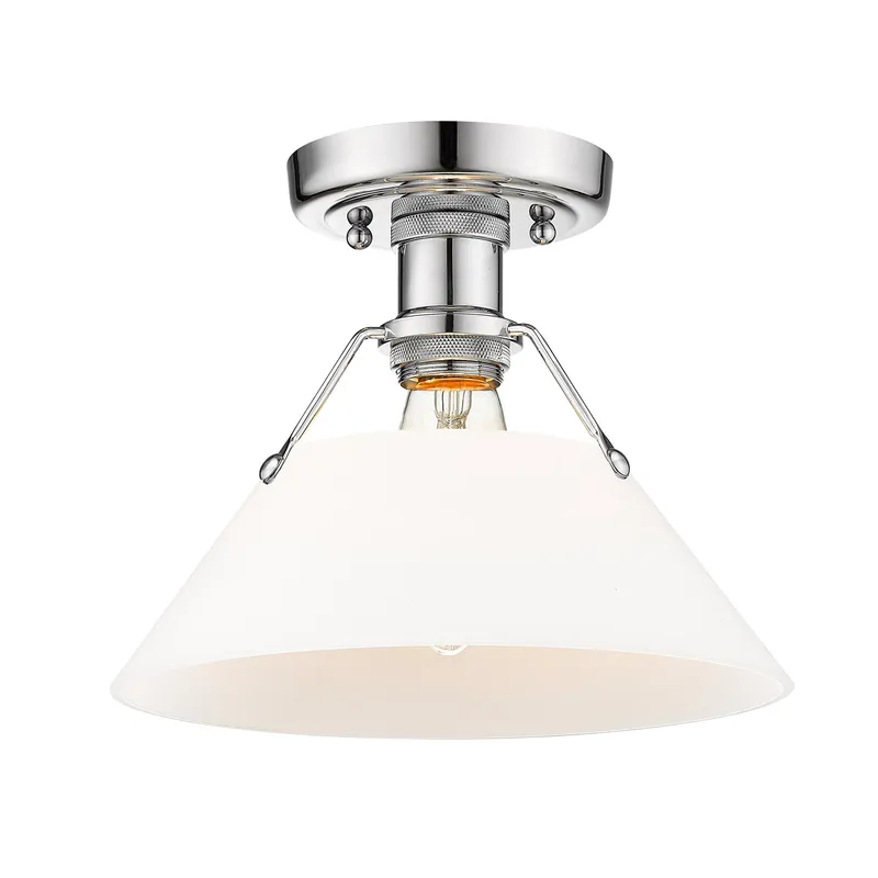 Yep by Golden Lighting Orwell 1-light Flush Mount in Chrome and Opal Glass — Golden Lighting LED Ceiling Lights  