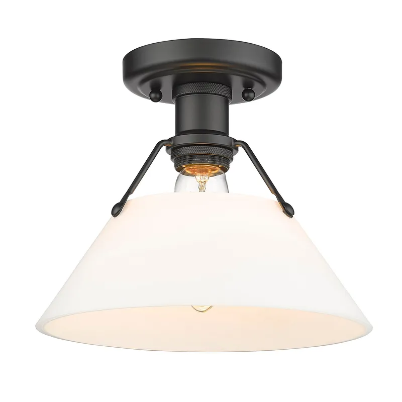 Yep by Golden Lighting Orwell 1-light Flush Mount in Matte Black and Opal Glass — Golden Lighting LED Ceiling Lights  