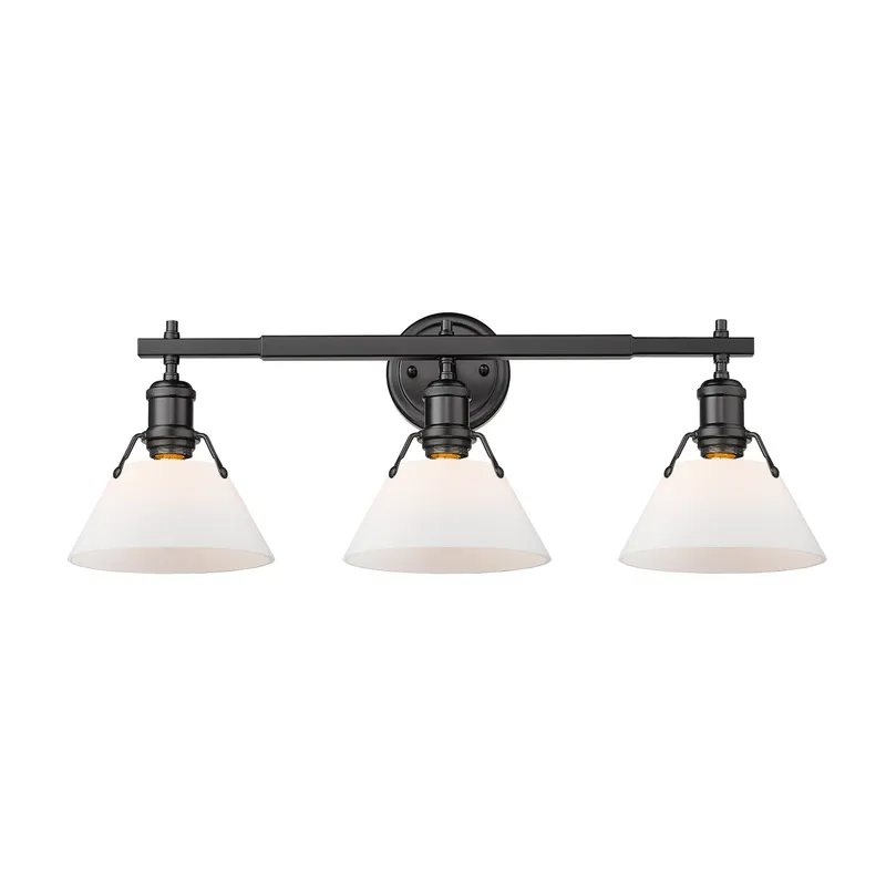 Yep by Golden Lighting Orwell 3-light Vanity in Matte Black and Opal Glass — Golden Lighting LED Wall Lights  