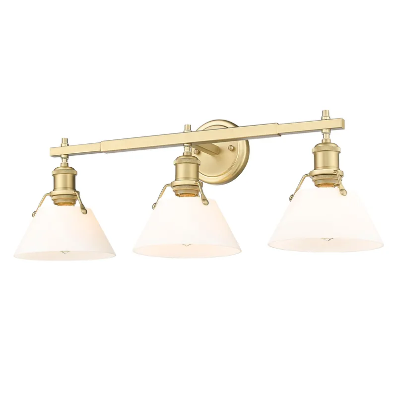 Yep by Golden Lighting Orwell 3-light Vanity in Brushed Champagne Brass and Opal Glass — Golden Lighting LED Wall Lights  