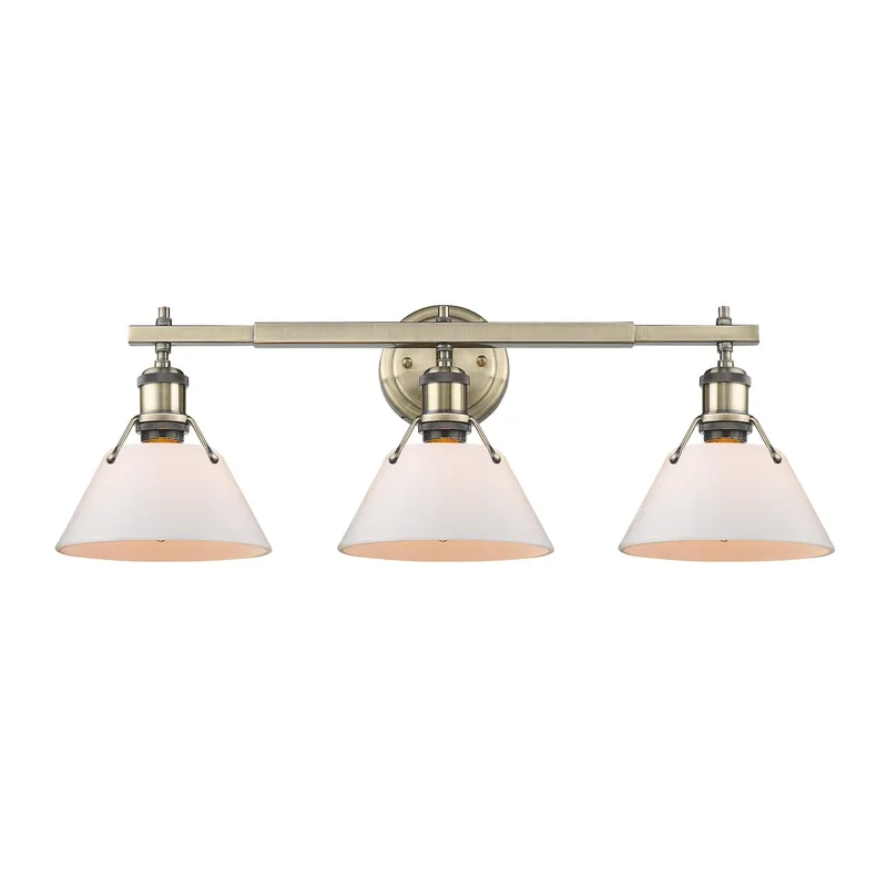 Yep by Golden Lighting Orwell 3-light Vanity in Aged Brass and Opal Glass — Golden Lighting LED Wall Lights  
