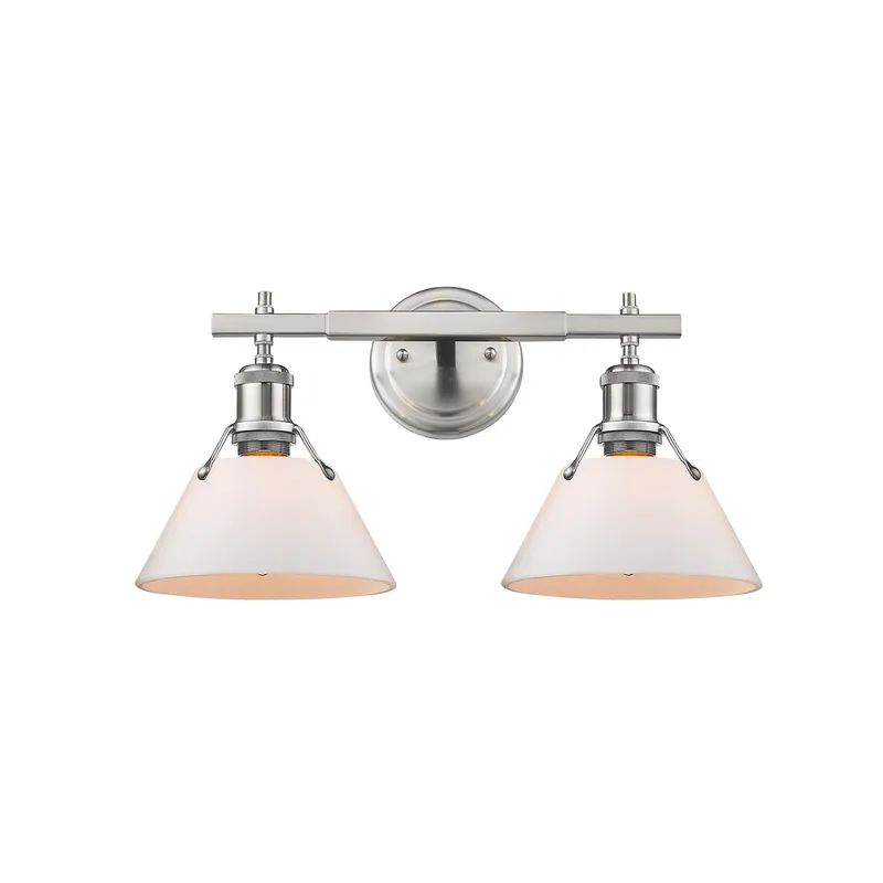 Yep by Golden Lighting Orwell 2-light Vanity in Pewter and Opal Glass — Golden Lighting LED Wall Lights  