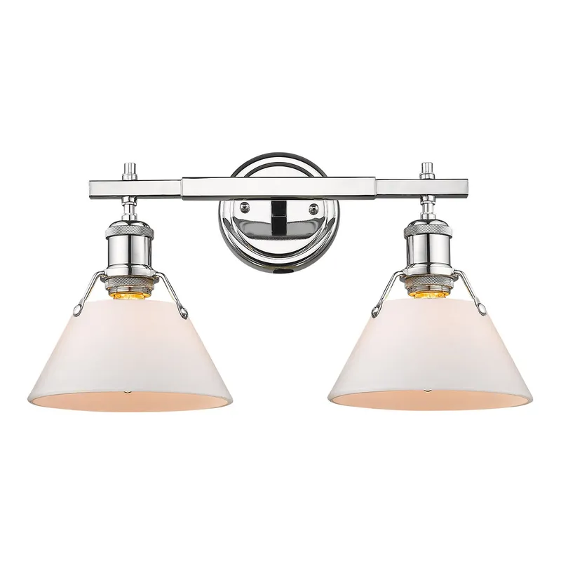 Yep by Golden Lighting Orwell 2-light Vanity in Chrome and Opal Glass — Golden Lighting LED Wall Lights 100.0W 
