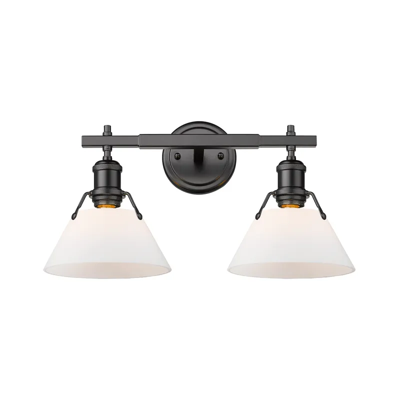 Yep by Golden Lighting Orwell 2-light Vanity in Matte Black and Opal Glass — Golden Lighting LED Wall Lights  