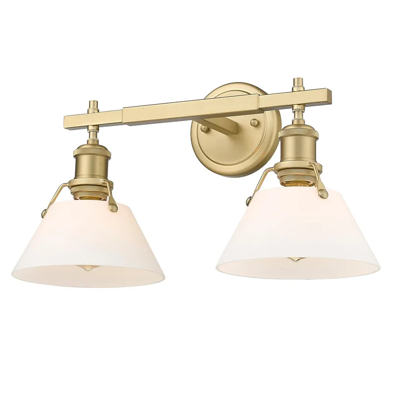 Yep by Golden Lighting Orwell 2-light Vanity in Brushed Champagne Brass and Opal Glass — Golden Lighting LED Wall Lights 100.0W 