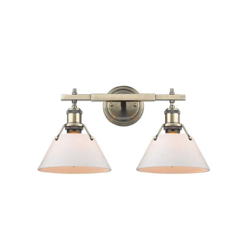 Yep by Golden Lighting Orwell 2-light Vanity in Aged Brass and Opal Glass — Golden Lighting LED Wall Lights  