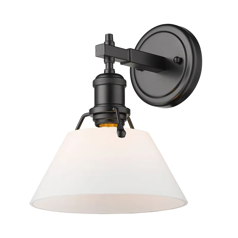 Yep by Golden Lighting Orwell 1-light Vanity in Matte Black and Opal Glass — Golden Lighting LED Wall Lights 100.0W 