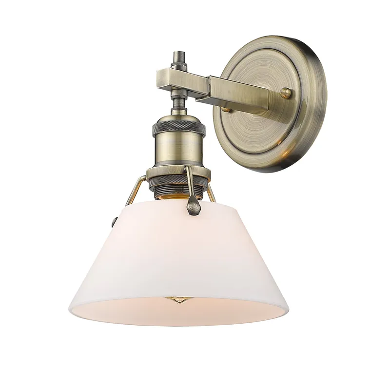 Yep by Golden Lighting Orwell 1-light Vanity in Aged Brass and Opal Glass — Golden Lighting LED Wall Lights  